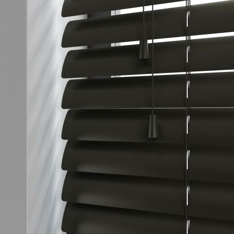 Aluminium jaloezie met koord - Antraciet Mat gemaakt van Aluminium in de kleur Zwart