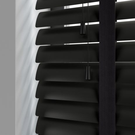 Aluminium jaloezie met ladderband - Zwart Mat gemaakt van Aluminium in de kleur Zwart