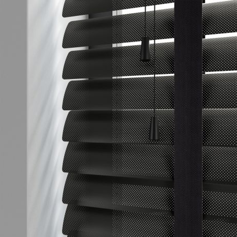 Aluminium jaloezie met ladderband - Zwart Mat Perf gemaakt van Aluminium in de kleur Zwart
