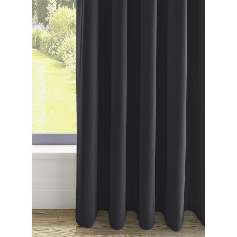 Berneo gordijn - Zwart met enkele plooi gemaakt van Polyester in de kleur Zwart