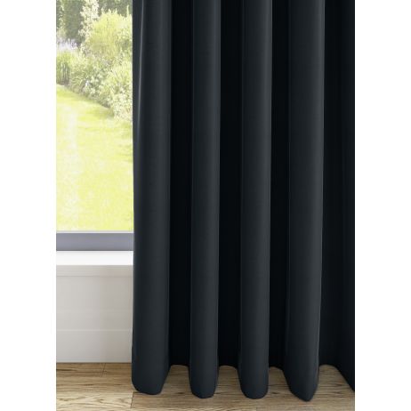 Fiji gordijn - Antraciet met enkele plooi gemaakt van Polyester in de kleur Zwart