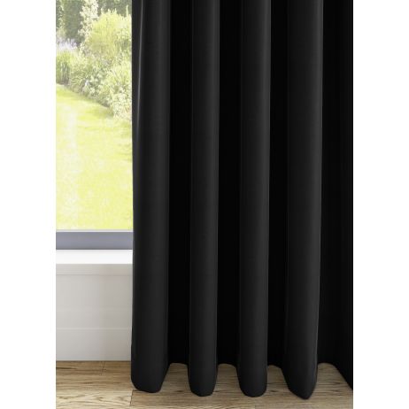 Fiji gordijn - Zwart met dubbele plooi gemaakt van Polyester in de kleur Zwart