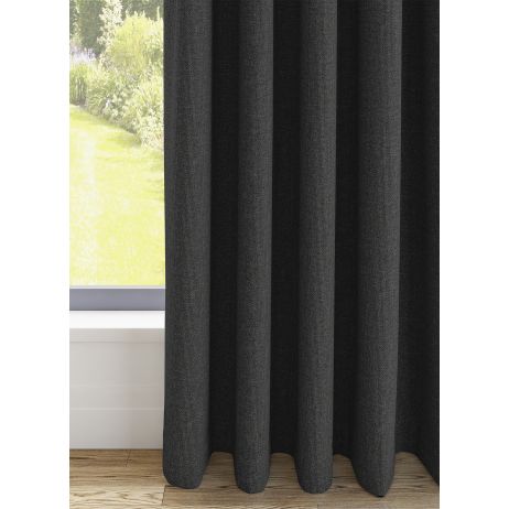 Jova gordijn - Antraciet met Driedubbele plooi gemaakt van Polyester in de kleur Zwart