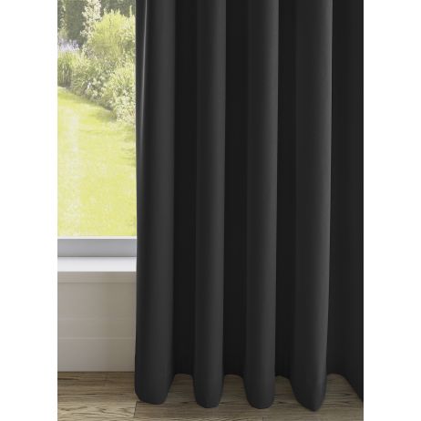 Nias gordijn - Antraciet met Driedubbele plooi gemaakt van Polyester in de kleur Zwart