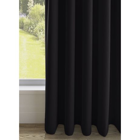 Nias gordijn - Zwart met dubbele plooi gemaakt van Katoen in de kleur Zwart