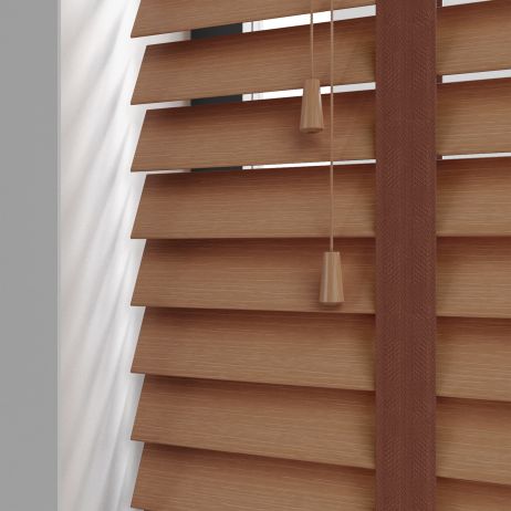 PVC jaloezie met ladderband - Kersen Nerf gemaakt van PVC in de kleur Donker hout