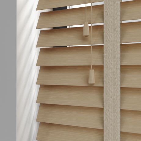 PVC jaloezie met ladderband - Creme Nerf gemaakt van PVC in de kleur Donker hout