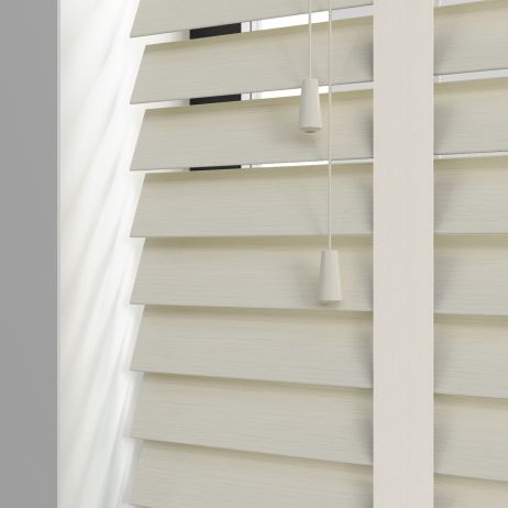 PVC jaloezie met ladderband - Oester Wit Nerf gemaakt van PVC in de kleur Medium Eiken
