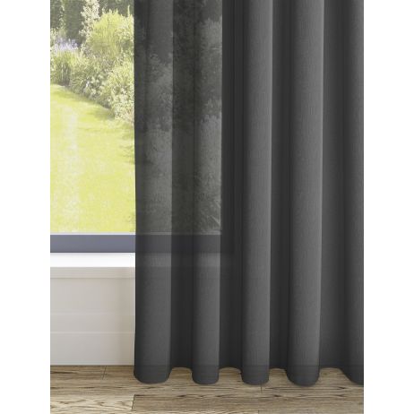 Reunion gordijn - Antraciet met Driedubbele plooi gemaakt van Polyester in de kleur Zwart