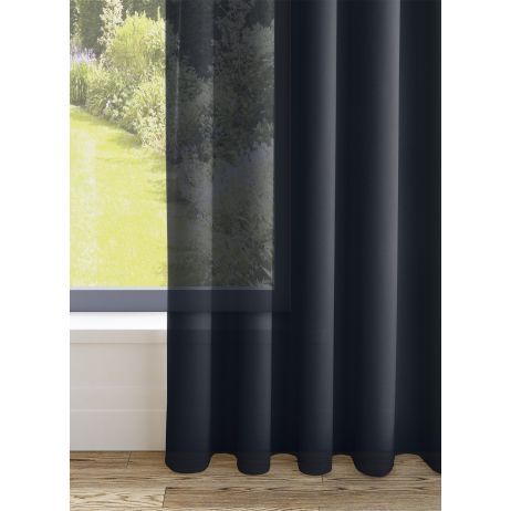 Santiago gordijn - Zwart met enkele plooi gemaakt van Polyester in de kleur Zwart