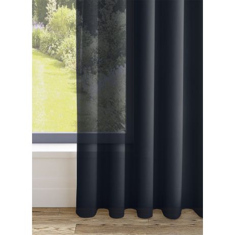 Santiago gordijn - Zwart met dubbele plooi gemaakt van Polyester in de kleur Zwart