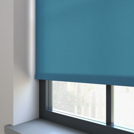Elektrisch Rolgordijn - Splash blauw gemaakt van Polyester in de kleur Blauw