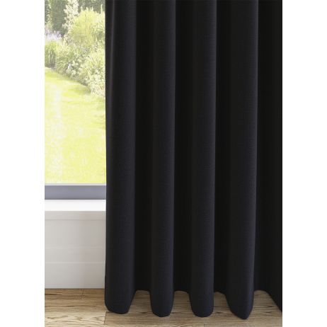 Staba gordijn - Zwart met Wave plooi gemaakt van Polyester in de kleur Zwart
