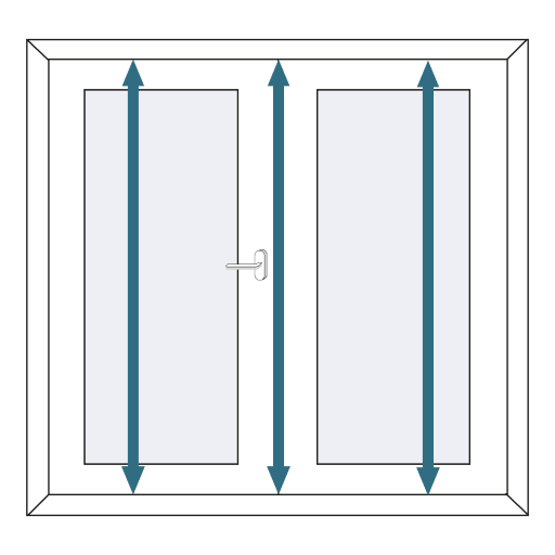 Meet op 3 plaatsen de hoogte tussen de frames en noteer de kleinste maat.