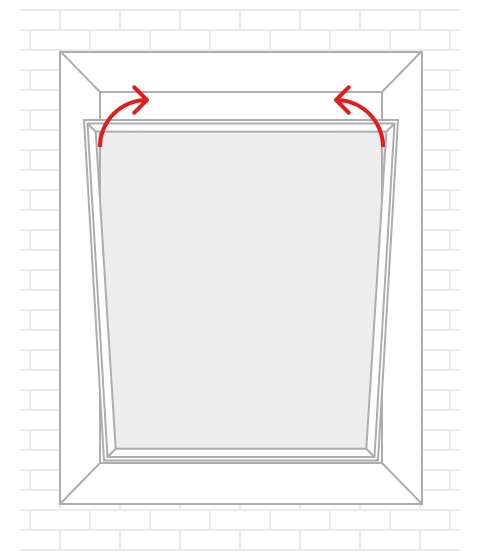 Plaats de onderkant van het hor op de onderste opening van het frame, met de dunne rand van het scherm net voor de framerand.