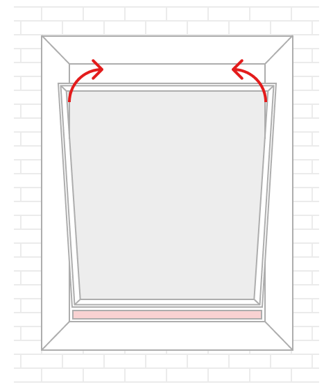 Druk de bovenkant van het scherm in de opening. Het klemsysteem van de hor klemt zich aan de bovenzijde tegen het frame.